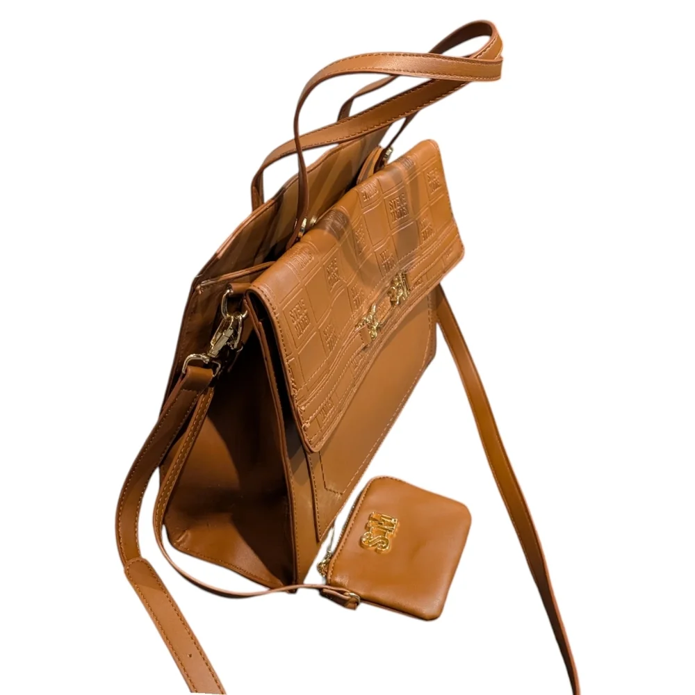 Steve Madden BWinona Crossbody Satchel in‎ Cognac With Detachable Coin Purse